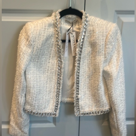 Alice + Olivia Zeta Cropped Box Jacket with Chain Trim - Picture 3 of 9